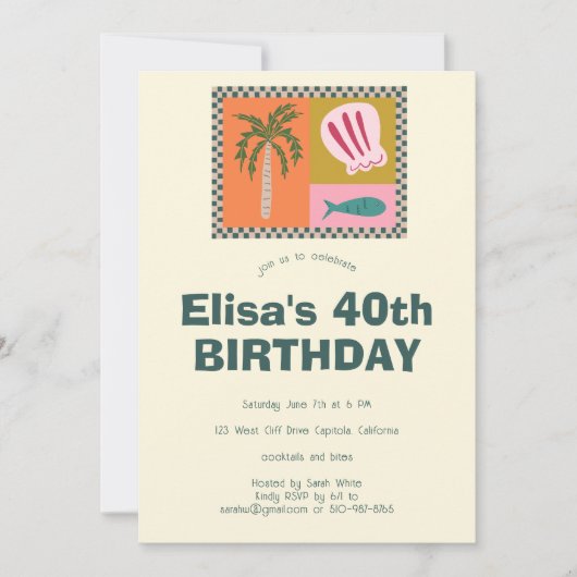 Seaside Soiree Modern Schattige CUSTOM verjaardags Kaart (Voorkant)
