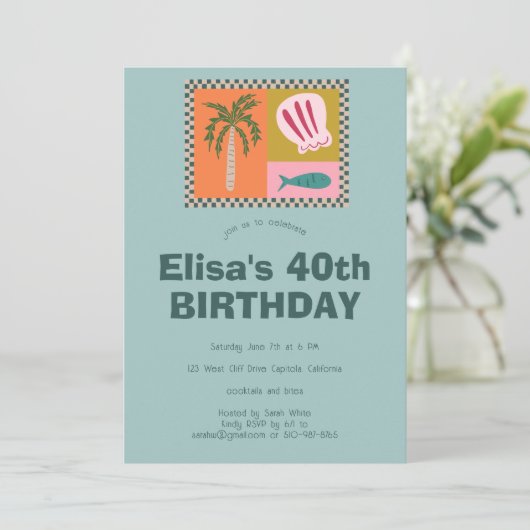 Seaside Soiree Modern Schattige CUSTOM verjaardags Kaart (Staand voorkant)