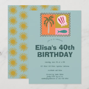 Seaside Soiree Modern Schattige CUSTOM verjaardags Kaart