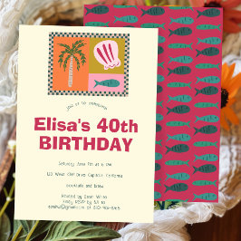 Seaside Soiree Modern Schattige CUSTOM verjaardags Kaart