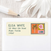 Seaside Soiree Palm Tree Shells Modern Schattige C Etiket (Insitu)