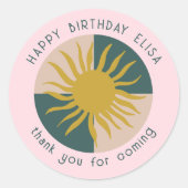 Seaside Soiree VERJAARDAG Modern Schattige CUSTOM Ronde Sticker (Voorkant)