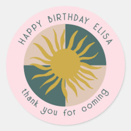 Seaside Soiree VERJAARDAG Modern Schattige CUSTOM Ronde Sticker