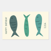 Seaside Soiree VERJAARDAG Schattigee Vissen CUSTOM Rechthoekige Sticker (Voorkant)