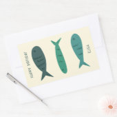 Seaside Soiree VERJAARDAG Schattigee Vissen CUSTOM Rechthoekige Sticker (Envelop)