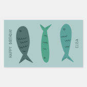 Seaside Soiree VERJAARDAG Schattigee Vissen CUSTOM Rechthoekige Sticker (Voorkant)