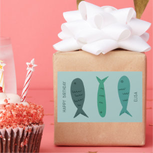 Seaside Soiree VERJAARDAG Schattigee Vissen CUSTOM Rechthoekige Sticker