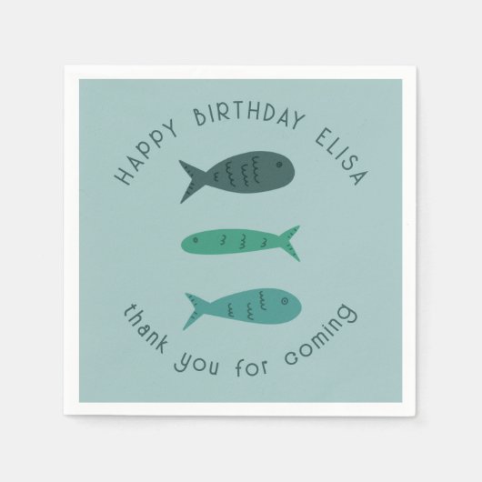 Seaside Soiree VERJAARDAGSFEEST Schattigee Vissen  Servet (Voorkant)