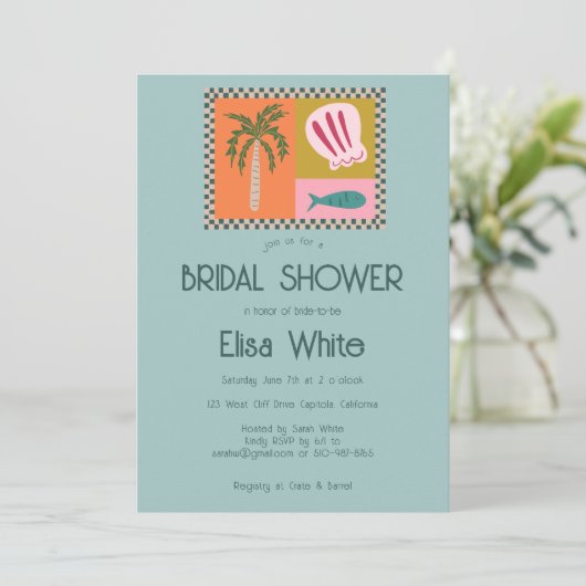 Seaside Soiree Vrijgezellenfeest Modern Schattige  Kaart (Staand voorkant)