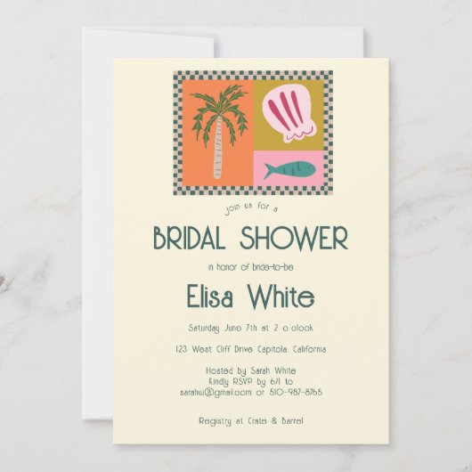 Seaside Soiree Vrijgezellenfeest Modern Schattige  Kaart (Voorkant)