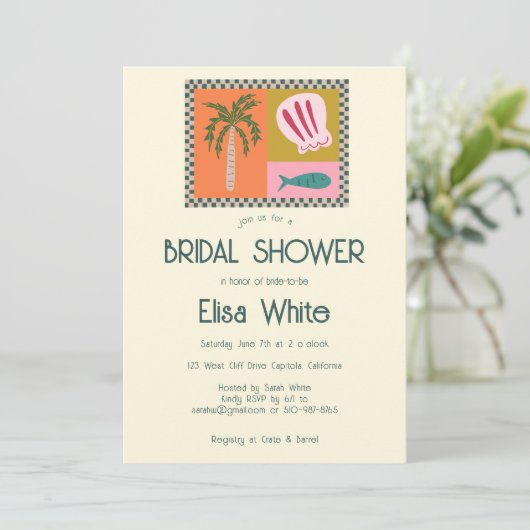 Seaside Soiree Vrijgezellenfeest Modern Schattige  Kaart (Staand voorkant)