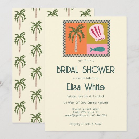 Seaside Soiree Vrijgezellenfeest Modern Schattige  Kaart (Voorkant / Achterkant)