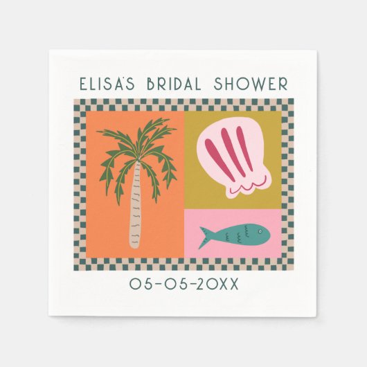 Seaside Soiree Vrijgezellenfeest Modern Schattige  Servet (Voorkant)