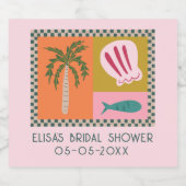 Seaside Soiree Vrijgezellenfeest Modern Schattige Sparkling Wijnetiket (Enkel label)