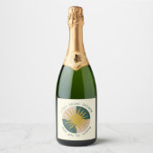 Seaside Soiree Vrijgezellenfeest Modern Schattige Sparkling Wijnetiket (Voorkant)