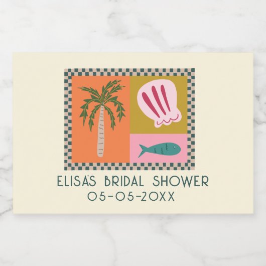 Seaside Soiree Vrijgezellenfeest Modern Schattige Sparkling Wijnetiket (Enkel label)