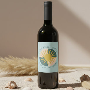 Seaside Soiree Vrijgezellenfeest Modern Schattige  Wijn Etiket