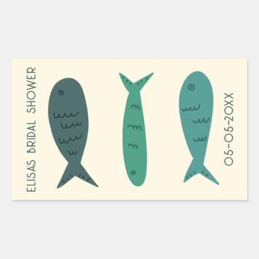 Seaside Soiree Vrijgezellenfeest Schattigee Vissen Rechthoekige Sticker (Voorkant)