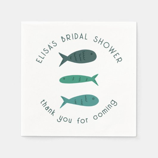 Seaside Soiree Vrijgezellenfeest Schattigee Vissen Servet (Voorkant)