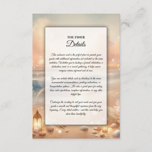 Seaside Sparkle en Sunset Dreams Trouwen Informatiekaartje (Voorkant)