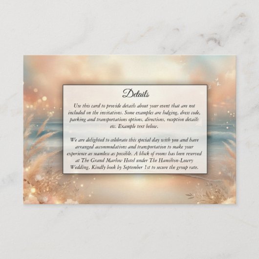 Seaside Sparkle en Sunset Dreams Trouwen Informatiekaartje (Voorkant)