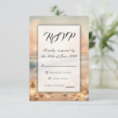 Seaside Sparkle en Sunset Dreams Trouwen RSVP Kaartje (Staand voorkant)