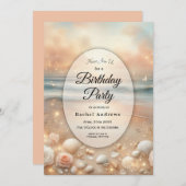 Seaside Sparkle en Sunset Dreams Verjaardagsfeest Kaart (Voorkant / Achterkant)