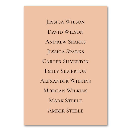 Seaside Sparkle en Sunset Tafelnummer w Namen (Achterkant)