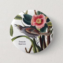 Seaside Sparrow, Audubon Birdwatcher Seaside Finch Ronde Button 5,7 Cm