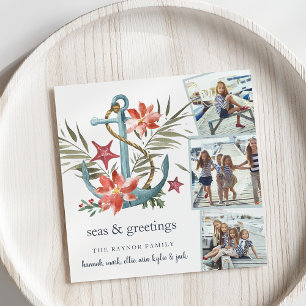 Seaside   Square Holiday Photo Collage Kaart