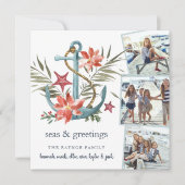 Seaside | Square Holiday Photo Collage Kaart (Voorkant)