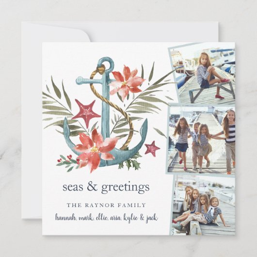 Seaside | Square Holiday Photo Collage Kaart (Voorkant)