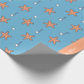 Seaside Stars en Muzieknoten Happy Birthday Cadeaupapier (Hoek)