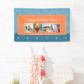 Seaside Stars en Muzieknoten Happy Birthday Foto Spandoek (Insitu)