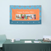 Seaside Stars en Muzieknoten Happy Birthday Foto Spandoek (Beurs)