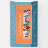 Seaside Stars en Muzieknoten Happy Birthday Foto Spandoek (Verticaal)