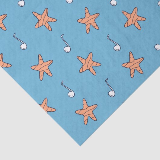 Seaside Stars en Muzieknoten Happy Birthday Tissuepapier (Detail)