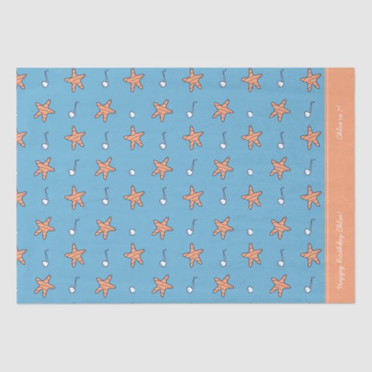 Seaside Stars en Muzieknoten Happy Birthday Tissuepapier (Voorkant)
