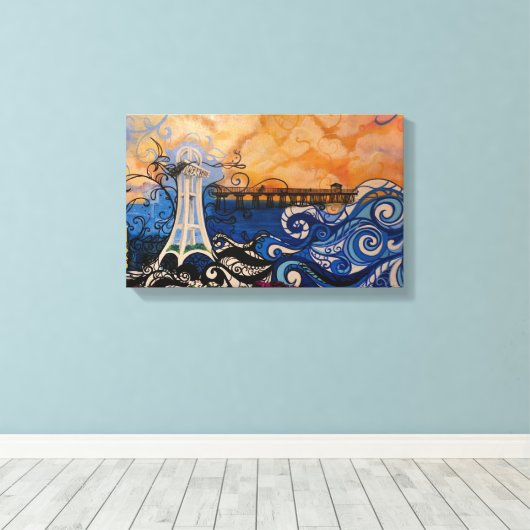 Seaside Street Art Canvas Afdruk (Insitu (Houten vloer))