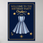 Seaside Stripes Celebration Birthday Poster (Voorkant)