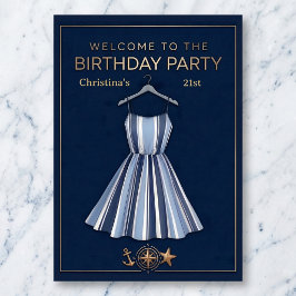 Seaside Stripes Celebration Birthday Poster
