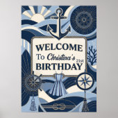 Seaside Stripes Celebration Birthday Poster (Voorkant)