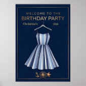 Seaside Stripes Celebration Birthday Poster (Voorkant)
