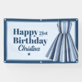 Seaside Stripes Celebration Birthday  Spandoek (Horizontaal)