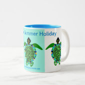 Seaside Summer Holiday - Zee Turtle Tweekleurige Koffiemok (Voorkant rechts)