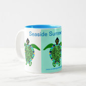 Seaside Summer Holiday - Zee Turtle Tweekleurige Koffiemok (Voorkant links)