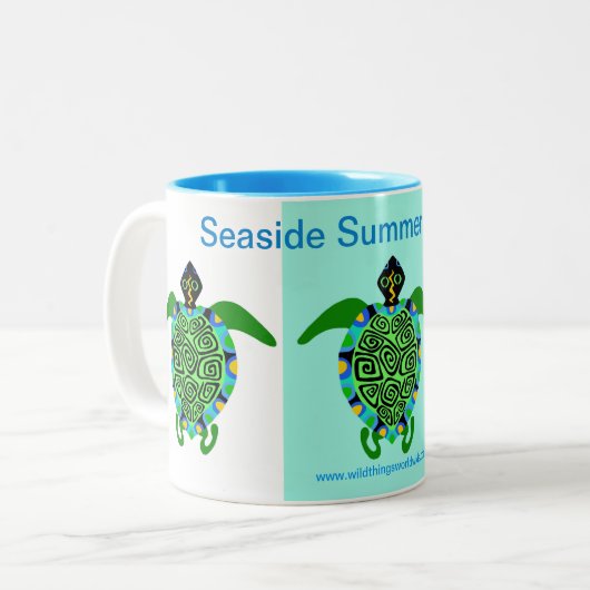 Seaside Summer Holiday - Zee Turtle Tweekleurige Koffiemok (Voorkant links)