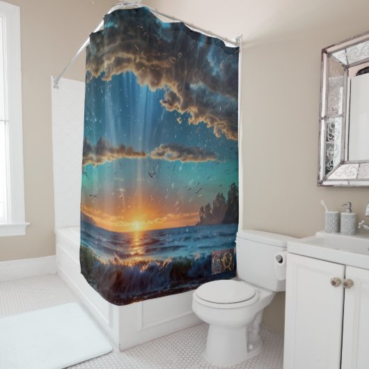 Seaside Sunrise Douchegordijn (In situ)