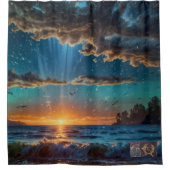 Seaside Sunrise Douchegordijn (Voorkant)