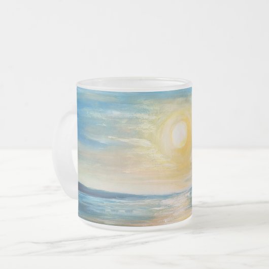 Seaside Sunrise Ocean Sunset Radiant Seascape Pain Matglas Koffiemok (Voorkant links)